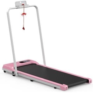 Loopband - Inklapbaar loopband Elektrisch met armleuningen, 1-8 km/u - met afstandsbediening en LCD-display - Walkingpad - Treadmill - Roze