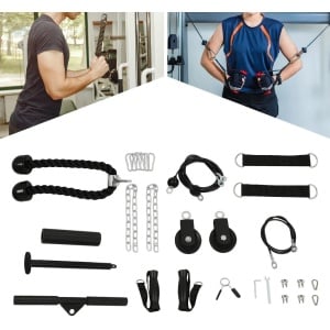 Luxe Fitness Kabelsysteem - Home Gym Kabelmachine tot 330 kg - Compleet Pulley Systeem met Tricepstouw - Rechte Staaf - Katrollen & Accessoires - Krachttraining voor Bovenlichaam