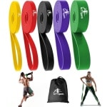 MJ Sports Premium Pull Up Bands - Weerstandsbanden - Resistance Bands - Power Training - Fitness Elastiek - Weerstandselastiek - Powerlifting Banden - Compleet Sport Pakket - Stretch - Crossfit - Calisthenics - Set van 5 - Inclusief Draagtas