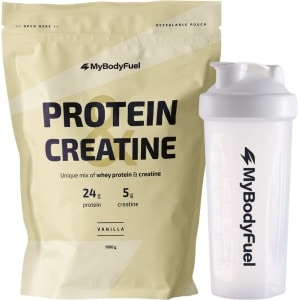 MyBodyFuel - Whey Protein & Creatine Bundel - Vanille - Eiwitpoeder met creatine monohydraat - Eiwit shake - 1000 gram - Inclusief shakebeker wit