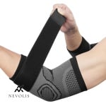 Nevolis Elleboogbrace Verstelbare Elastisc Ademend Elleboogsteun with Elastische Band Compressie Elleboogbandage for Gewichtheffen Krachttraining Golfer Tennis Elleboog Pijnbestrijding Tendinitis en Gewrichtspijn - 1 Paar (M) .
