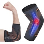 Nevolis Elleboogsteun 1 PcsVerstelbare Elleboogbandage Elastisc Ademend Elbow Compression Sleeve Anti-zweet Compressie Elleboogbrace voor Gewichtheffen Krachttraining Golfer Tennis Elleboog Pijnbestrijding Tendinitis en Gewrichtspijn (M) .
