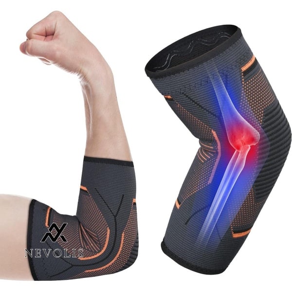 Nevolis Elleboogsteun 1 PcsVerstelbare Elleboogbandage Elastisc Ademend Elbow Compression Sleeve Anti-zweet Compressie Elleboogbrace voor Gewichtheffen Krachttraining Golfer Tennis Elleboog Pijnbestrijding Tendinitis en Gewrichtspijn (M) .