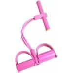 Premium stevige fitness weerstandband met handvat en voetsteunenen Roze | Weerstandtubes - Workout - Yoga - Gymnastiek - Krachttraining - Thuistraining - Home workout - Home training