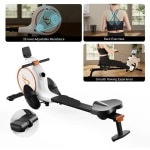 Roeimachine - Roeiapparaat - Magnetische Roeitrainer Fitness - Bluetooth Smart Rower - Geluidsstil - 32 Weerstandsniveaus - LED Display - 300LBS Draagvermogen - Wit