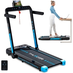 THUNDER® Loopband | RACE-BLACK | Opvouwbaar & Krachtig | Sneltoetsen | Veiligheidssleutel | Transportwielen | Bluetooth App | Afstandsbediening | Luidsprekers | Max. 130 kg |