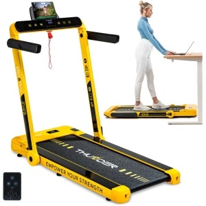 THUNDER® Loopband | RACE-GOLD | Opvouwbaar & Krachtig | Sneltoetsen | Veiligheidssleutel | Transportwielen | Bluetooth App | Afstandsbediening | Luidsprekers | Max. 130 kg |