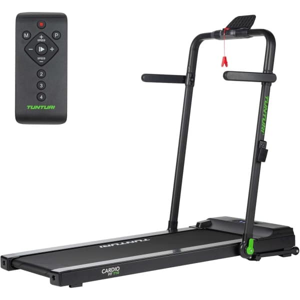 Tunturi Cardio Fit T10 Loopband - Wandelband inklapbaar - Ultra platte walking pad met bluetooth - Hardloopband met 7 trainingsprogramma's - 1.0 to 12 km/u