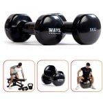 WAYS. Fitness - Dumbbells - 2 x 5 KG - Vinyl - Krachttraining & Home Gym - Zwart