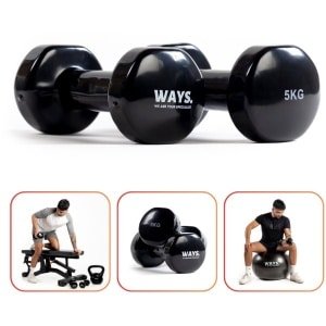 WAYS. Fitness - Dumbbells - 2 x 5 KG - Vinyl - Krachttraining & Home Gym - Zwart