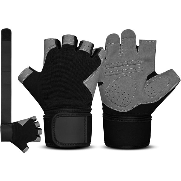 Zavira® Fitness handschoenen - Gloves - Crossfit en Powerlifting - Vingerloos - Zwart/Grijs - Maat L