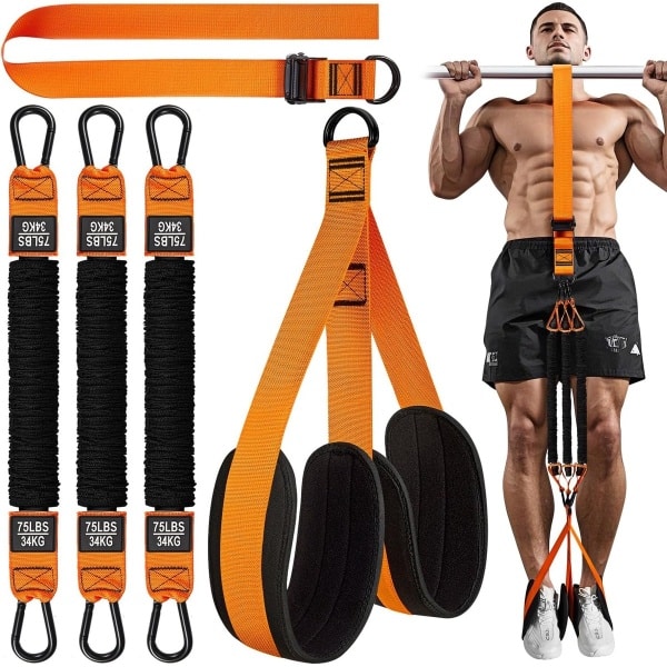 1 artikel - Pull-Up Assist Band - Heavy Duty Pull-Up Bar Resistance Band - 225 lb Heavy Duty Resistance Band - met voetsteun - Verstelbaar gewicht/maat - Krachttraining Pull-Up Assist Band - Oranje - voor krachttraining fitnessapparatuur