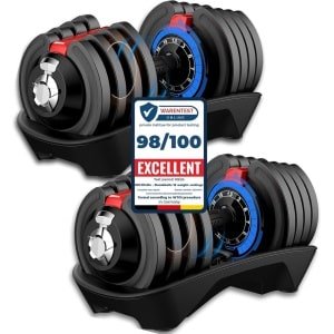 DH FitLife Verstelbare Dumbbells Set 18KG | 2 STUKS | 12-in-1 Variabele Gewichten | Adjustable Dumbells van 1.5 tot 18 kg | Krachttraining, Korte Halterset met Ruimtebesparende Halterschijven voor Thuistraining, Korte Halters Verstelbaar