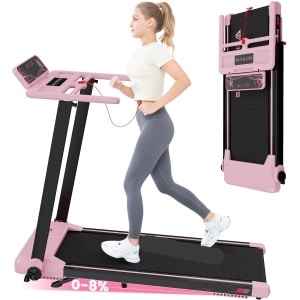 Elektrische Loopband - Loopbanden - Wandelband - Walking Pad - Hardloopband - 12 km/u - LED Display - Bluetooth & App Bediening - Opvouwbare - Automatische Hellingshoek - Roze