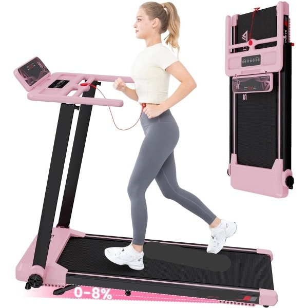 Elektrische Loopband - Loopbanden - Wandelband - Walking Pad - Hardloopband - 12 km/u - LED Display - Bluetooth & App Bediening - Opvouwbare - Automatische Hellingshoek - Roze
