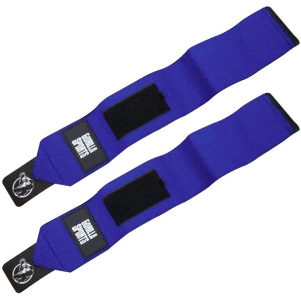 Gorilla Sports Polsbandage - 45 cm - Verstelbare Klittenbandsluiting - Elastisch & Duurzaam - Voor Krachttraining & Gewichtheffen - Blauw