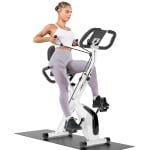 Hometrainer - Fitness Fiets - 4 in 1 - LCD Display - Systeem Magnetisch - 8 Weerstandsniveaus -Transportwielen - Comfortabele Zitting - voor Gewichtsverlies - Batterij-aangedreven - 150kg - Wit