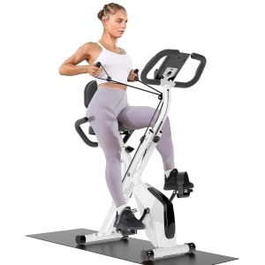 Hometrainer - Fitness Fiets - 4 in 1 - LCD Display - Systeem Magnetisch - 8 Weerstandsniveaus -Transportwielen - Comfortabele Zitting - voor Gewichtsverlies - Batterij-aangedreven - 150kg - Wit