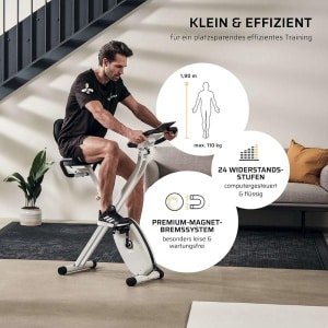 Hometrainer Ruimtebesparend Inklapbaar 8 Weerstandsniveaus Polssensoren Onderhoudsvrij en Stil Opvouwbare Hometrainer Trainingscomputer X Bike Getest op Veiligheid