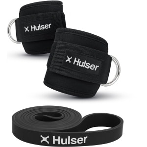 Hulser Sportieve bundel - Ankle straps en resistance band - Weerstandsband van 11 tot 30 kg - 104 / 208cm - 2 x Enkel strap - Enkelband Cuff - Fitness band voor pull up - Krachttraining , Stretch & Lifting met o.a. kickback - Power band