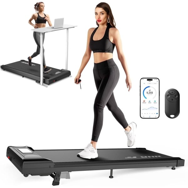 JERIX® Loopband - Hometrainer Elektrisch - Walking Pad Fitness - 3-in-1 Loopband - Geschikt voor Thuis & Kantoor - App-Bediening - Zwart