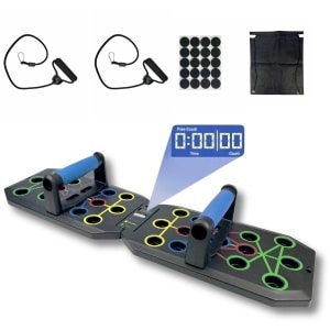 JOGYM® - Push Up Bord - Opdruksteunen - Push Up Board - Push Up Bar- Met Weerstandsbanden en Elektronische Teller - Parallettes- Grips - Bars - Fitness - Sport - Krachttraining