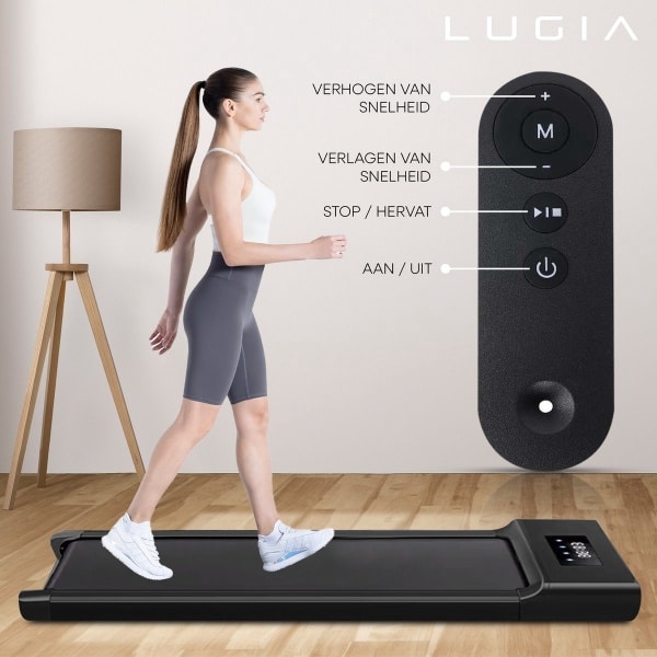 Lugia Fit Plus Loopband - 1-10km/u - Met Beschermmat - Inklapbaar - Wandelband - Led Display en Afstandsbediening - Walking Pad - Treadmill - Opvouwbare Loopband