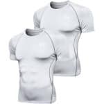 MEETYOO 2 Artikelen Sport Tanktop Heren - Sportkleding Man -Compressieoverhemden voor heren korte mouwen Workout -shirt - T-Shirt Heren - Fitnesskleding - Jongens Kleding voor Fitness, CrossFit & Gym -Type B 2 Artikelen -Wit-XXL