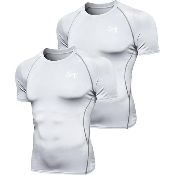 MEETYOO 2 Artikelen Sport Tanktop Heren - Sportkleding Man -Compressieoverhemden voor heren korte mouwen Workout -shirt - T-Shirt Heren - Fitnesskleding - Jongens Kleding voor Fitness, CrossFit & Gym -Type B 2 Artikelen -Wit-XXL