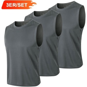 MEETYOO 3-Pack Heren Atletiekshirts Mouwloos Trainings Tanktop Sport Basislaag Sport Tanktop Heren - Sportkleding Man - Fitnesskleding - Jongens Kleding voor Fitness, CrossFit & Gym Hardlopen Basketbal Training & Actieve kleding-Type B-GRIJS-M