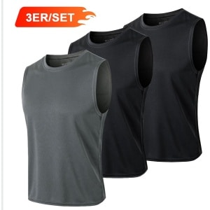 MEETYOO 3-Pack Heren Atletiekshirts Mouwloos Trainings Tanktop Sport Basislaag Sport Tanktop Heren - Sportkleding Man - Fitnesskleding - Jongens Kleding voor Fitness, CrossFit & Gym Hardlopen Basketbal Training & Actieve kleding-Type B-ZWART+GRIJS-M
