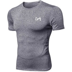 MEETYOO Sport Tanktop Heren - Sportkleding Man -Compressieoverhemden voor heren korte mouwen Workout -shirt - T-Shirt Heren - Fitnesskleding - Jongens Kleding voor Fitness, CrossFit & Gym -Type B-Hennep_Grijs-XXL