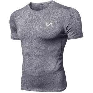 MEETYOO Sport Tanktop Heren - Sportkleding Man -Compressieoverhemden voor heren korte mouwen Workout -shirt - T-Shirt Heren - Fitnesskleding - Jongens Kleding voor Fitness, CrossFit & Gym -Type B-Hennep_Grijs-L