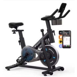 MERACH Hometrainer - Exercise Bike - Fitness Fiets Met 100 Weerstandsniveau's - Verstelbaar - Ergonomisch - Met Harslagfunctie - Met App & Bluetooth