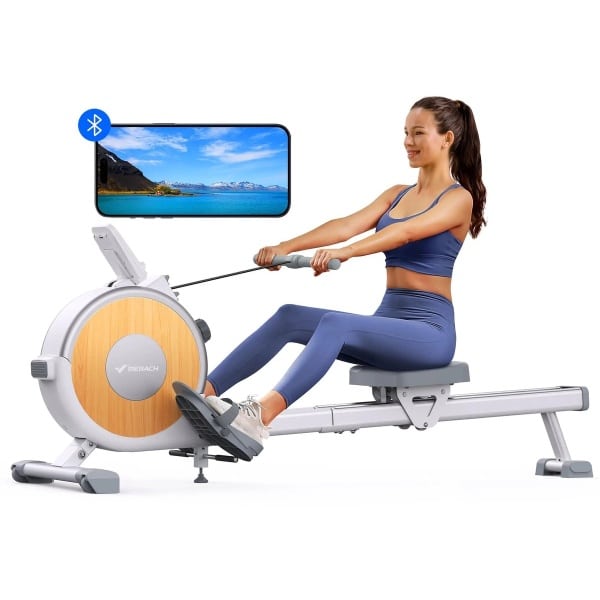 Magnetische Roeitrainer - Roeimachine - Roeitrainer - Roeiapparaat - 16 Weerstandsniveaus - Stil & Krachtig - App Compatibel - Dual Slide Rail - Max 160 kg Belastbaar - Compact & Stevig