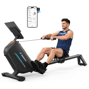 Merach Roeitrainer magnetische weerstand inklapbaar - Met LCD-scherm - 12 Trainingsniveaus - Roeimachine met Elastische Weerstand - Roeiapparaat voor Thuis - Zwart