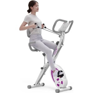 Opvouwbare Hometrainer Hometrainer w Arm Weerstandsbanden Pulssensor LCD Monitor en Eenvoudig te Monteren Indoor Fietsfiets 2280