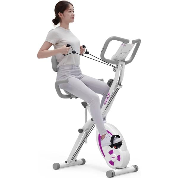 Opvouwbare Hometrainer Hometrainer w Arm Weerstandsbanden Pulssensor LCD Monitor en Eenvoudig te Monteren Indoor Fietsfiets 2280