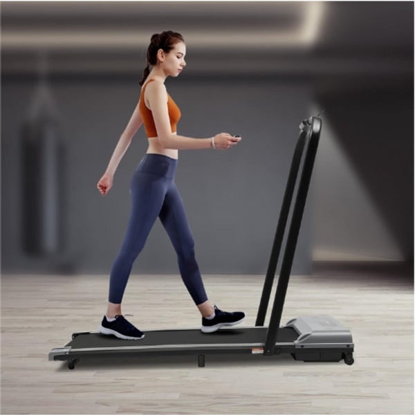 Opvouwbare Loopband voor Thuis, Elektrische Loopband 1-6 km/u, met Afstandsbediening en LED-Display, Compact Wandelpad voor Thuis en op Kantoor, Grijs