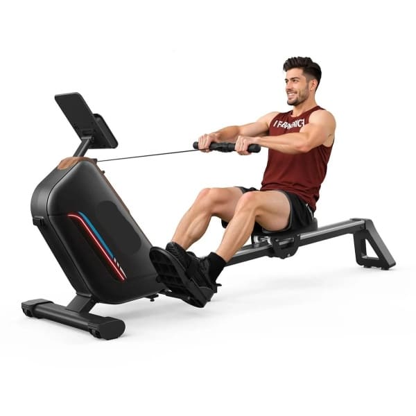 Roeimachine - Magnetische Roeitrainer - Roeiapparaat - LCD Display - Elektronische Gripbediening - Max 159kg - Opvouwbare - 16 Niveau Weerstand - Bluetooth Connectie - Ergonomisch Ontwerp - Thuis Fitnessapparaat