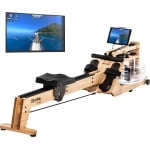 Skandika Styrke Roeitrainer - Roeitrainers - Roeiapparaat Fitness - Echt essenhouten waterroeier & regelbare waterweerstand, waterroeiapparaat voor thuis, gebruiker tot 200 cm/180 kg - 211 x 54 x 47 cm (LxBxH) - Made in Germany - klassiek hout/zwart