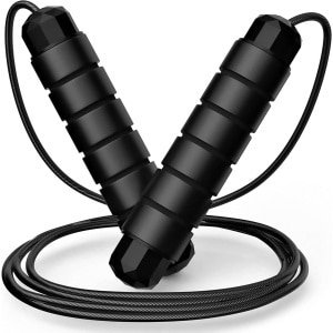 Verstelbaar Crossfit springtouw met zwarte kogellagers 28 m lengte - voor volwassenen en kinderen met antislip schuimrubberen handgreep