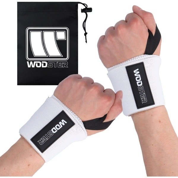 WODster Wrist Wraps - Fitness + Crossfit + Krachttraining Polsbandjes - Wrist Straps - Polsbrace - Heren & Dames - Wit