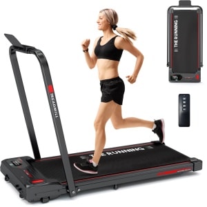 Y-RAIN Elektrische Loopband, Wandelband, Walking Pad en inklapbaar loopband 2-in-1, 1-12km/u, 2,25 pk Motor, met Afstandsbediening, LED-display, Veiligheidssleutel, ipad/mobiele telefoon houder.