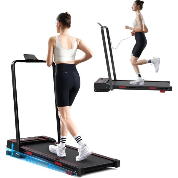 Y-RAIN Loopband, Walking Pad, 2 in 1, opvouwbare loopband voor thuis & kantoor, 1-12 km/u, afstandsbediening & LED-display, lichtgewicht, stil, met helling, veiligheidssleutel, ipad/mobiele telefoon houder, Zwart