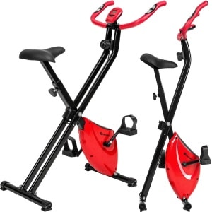 tectake® - Hometrainer fitnessfiets fiets - Ruimtebesparend - Opvouwbaar - Met computer - In hoogte verstelbaar - Met 8 weerstandsniveaus - Homegym