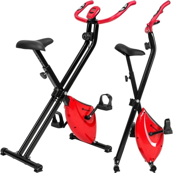 tectake® - Hometrainer fitnessfiets fiets - Ruimtebesparend - Opvouwbaar - Met computer - In hoogte verstelbaar - Met 8 weerstandsniveaus - Homegym