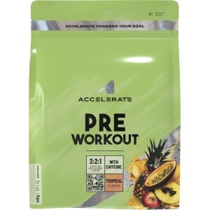 Accelerate Nutrition Pre-Workout Tropical - Krachtige Boost voor Energie, Focus en Uithoudingsvermogen - 400 gram