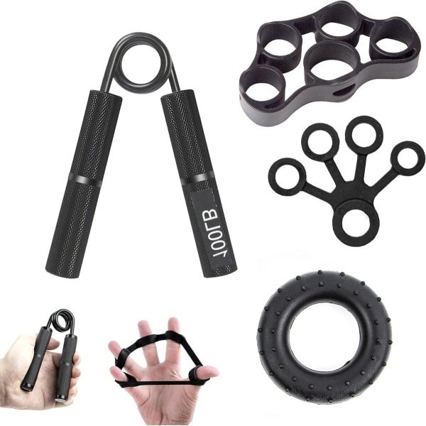 ByShane - Hand grips voor krachttraining armen en pols - 4 stuks - Versterk spieren, onderarmen, vingers - Voor herstel handen atleten en muzikanten.