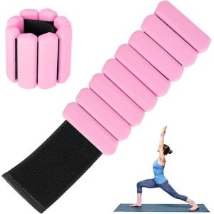 Daity 2-pack - Siliconen armband voor krachttraining, draagbare arm- en beengewichten voor mannen en vrouwen, verstelbare pols- en enkelgewichten voor wandelen, yoga, zwemmen, fitness, 2 lbs(Roze)